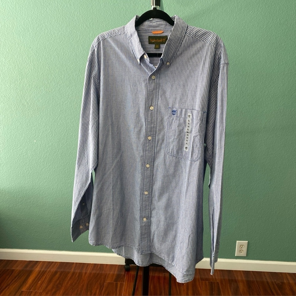 Timberland Men's Blue/White Striped Button Down Long Sleeve Shirt Size XL (I -2)